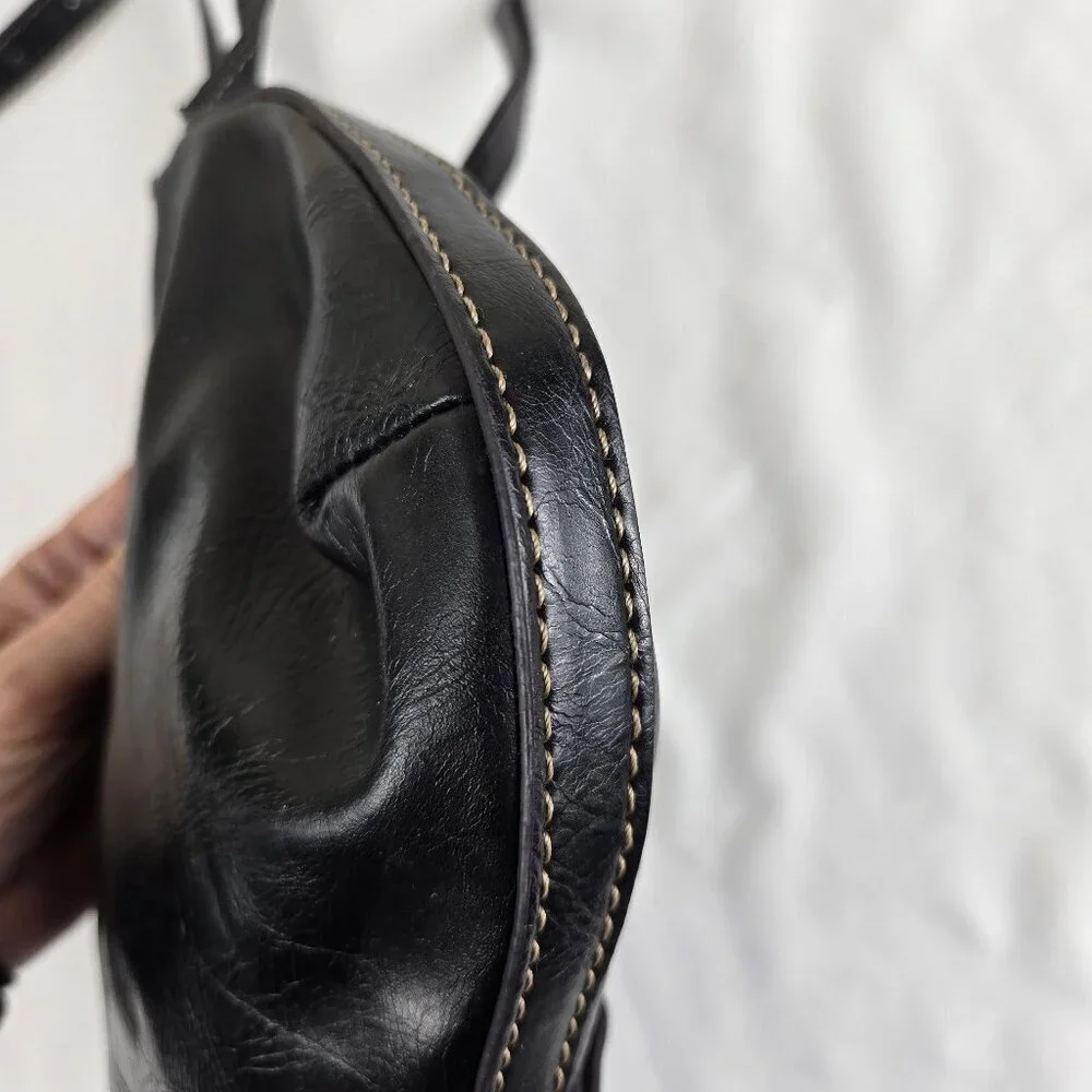 Nine West Black Foldover Crossbody Bag Adustable Long Strap Faux Leather
